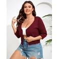 thumbnail image 2 of Yesfashion Women's Plus Size Short Sleeve Knit Cardigan Lightweight Lace-Up Front Open Sweater Cardigans, 2 of 7