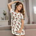 thumbnail image 3 of Uemuo Red Mushrooms Pattern Women’s Nightdress – Casual Sleep Shirt, Soft Relaxed Fit Short-Sleeved Cotton Sleepwear for Home, Bedtime, and Lounging, 3 of 6