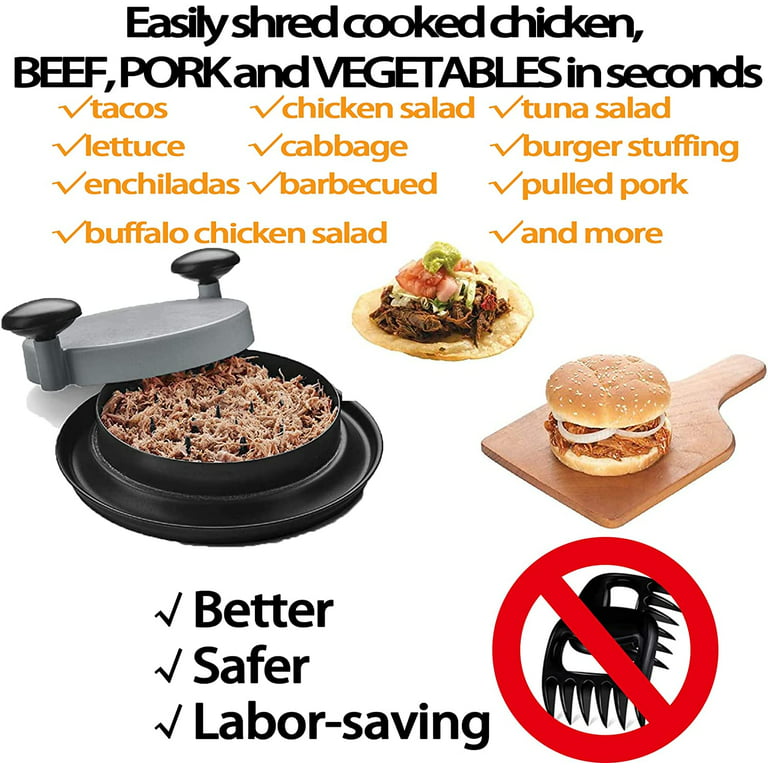  YukaBa Shred Machine, Chicken Shredder Claws Easy Use,Meat  Shredder Tool with Handle and Non-Slip Base,Quick Safe Shred Machine  Chicken,Meat Shredder for Chicken Pulled Pork Beef,Salad Food (Black) :  Patio, Lawn 