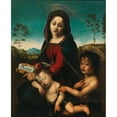 thumbnail image 2 of Florentine School 12x14 Black Ornate Wood Framed Double Matted Museum Art Print Titled: Madonna and Child with the Infant Saint John the Baptist (16th Century), 2 of 5