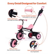 KFFKFF Toddler Tricycle & Stroller for Ages 18 Months to 5 Years, Kids Trike with Push Handle, Adjustable Seat & Storage, Outdoor Play Tricycle, Gift for Boys and Girls