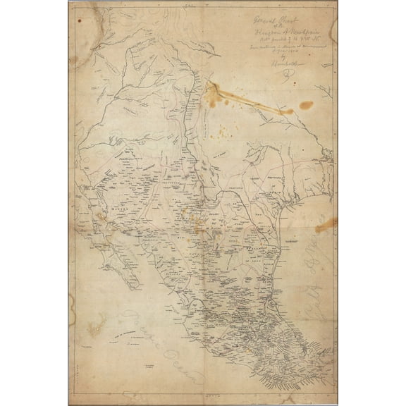24"x36" Gallery Poster, map of mexico 1804