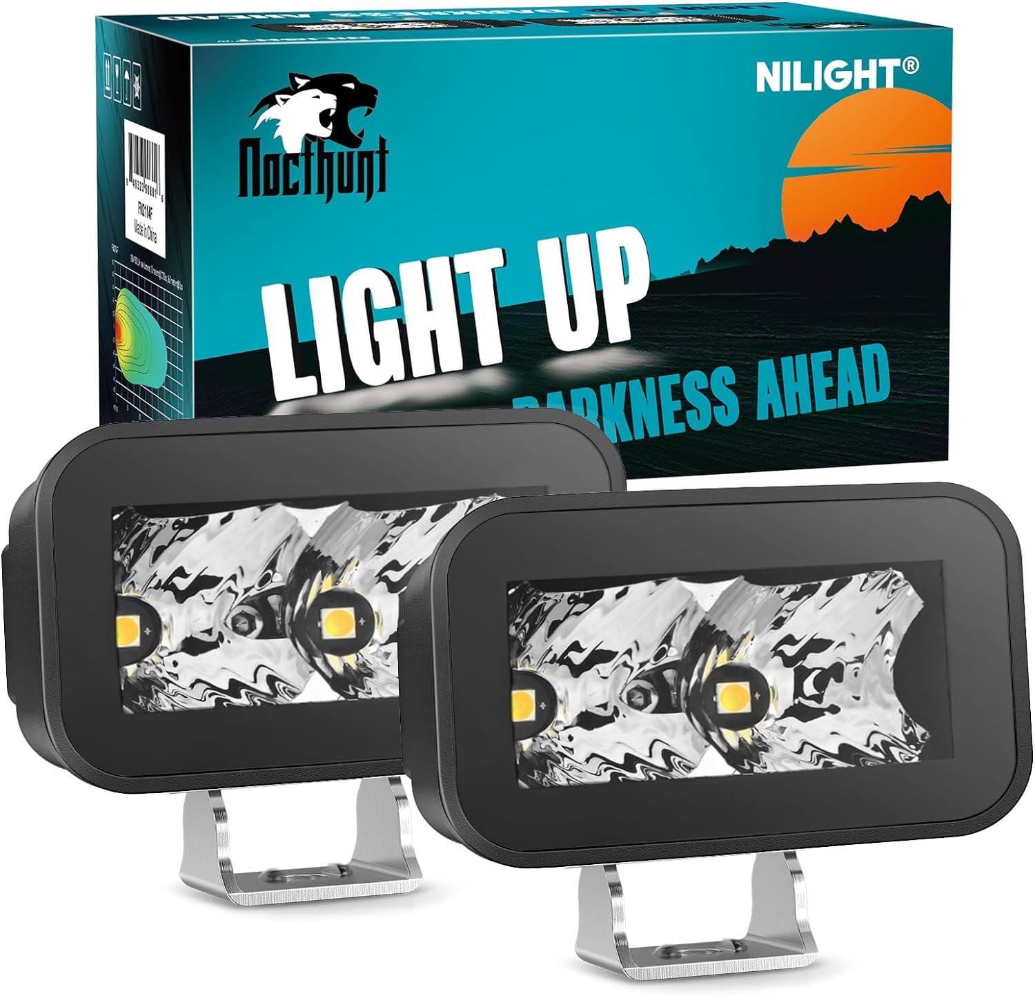 Nilight Motorcycle Led Pods 2PCS 3Inch 10W Flood Beam Square Mini Driving Work Lights Built-in EMC Offroad Lights Side Light Ditch Lights for Tractor Truck Motorbike Boat ATV, 2 Years Warranty
