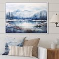 thumbnail image 2 of Designart "Summit Serenity Blue and White Japan Mountains" Oversized Landscapes Framed Wall Art - Traditional Blue Japan Living Room Framed Canvas Art, 2 of 7