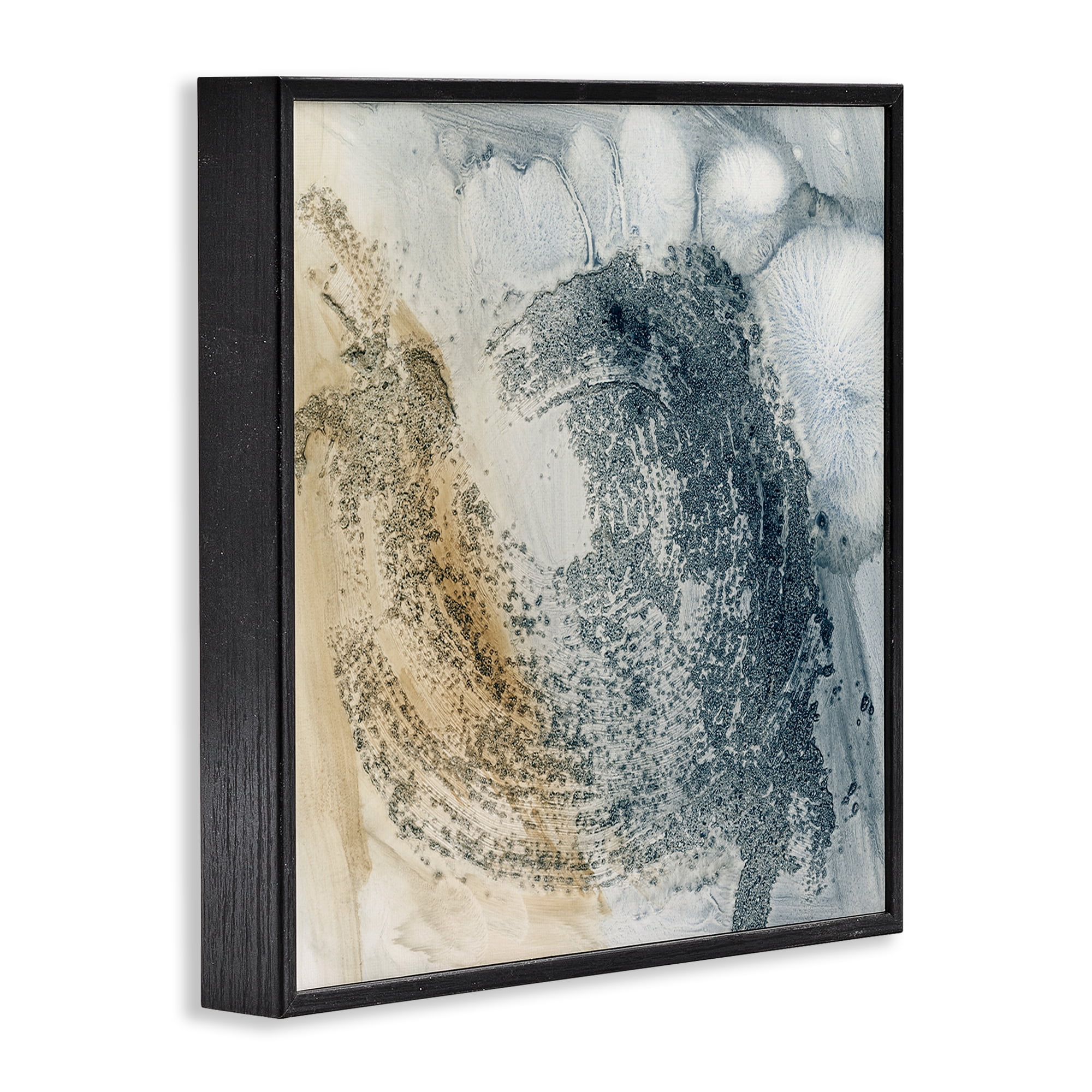Stupell Industries Grey & Beige Paint Stroke Abstract Painting Black Framed Art Print Wall Art, 17 x 17