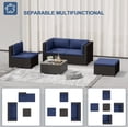 thumbnail image 2 of SUNCROWN 5-Piece Outdoor Patio Sectional Furniture Set, Wicker Modular Conversation Sofa with Coffee Table, Ottoman, and Dark Gray Cushions, All-Weather Rattan Sectional for Backyard, Garden, Blue, 2 of 9