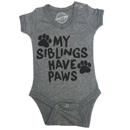 Creeper My Siblings Have Paws Cute Dog and Cat Baby Jumpsuit For
