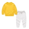 thumbnail image 4 of BXJX Boys Cotton Outfit Sets, Casual Long Sleeve 2 Piece Crew Neck Sweatshirts and Joggers Sets Yellow Size 5-6 T, 4 of 6