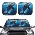 thumbnail image 2 of Balery Ice Blue Ocean Cute Dolphin Parasol para parabrisas de coche de 2 piezas | Parasol plegable para parabrisas delantero de coche para la mayoría de sedanes-Large, 2 of 6
