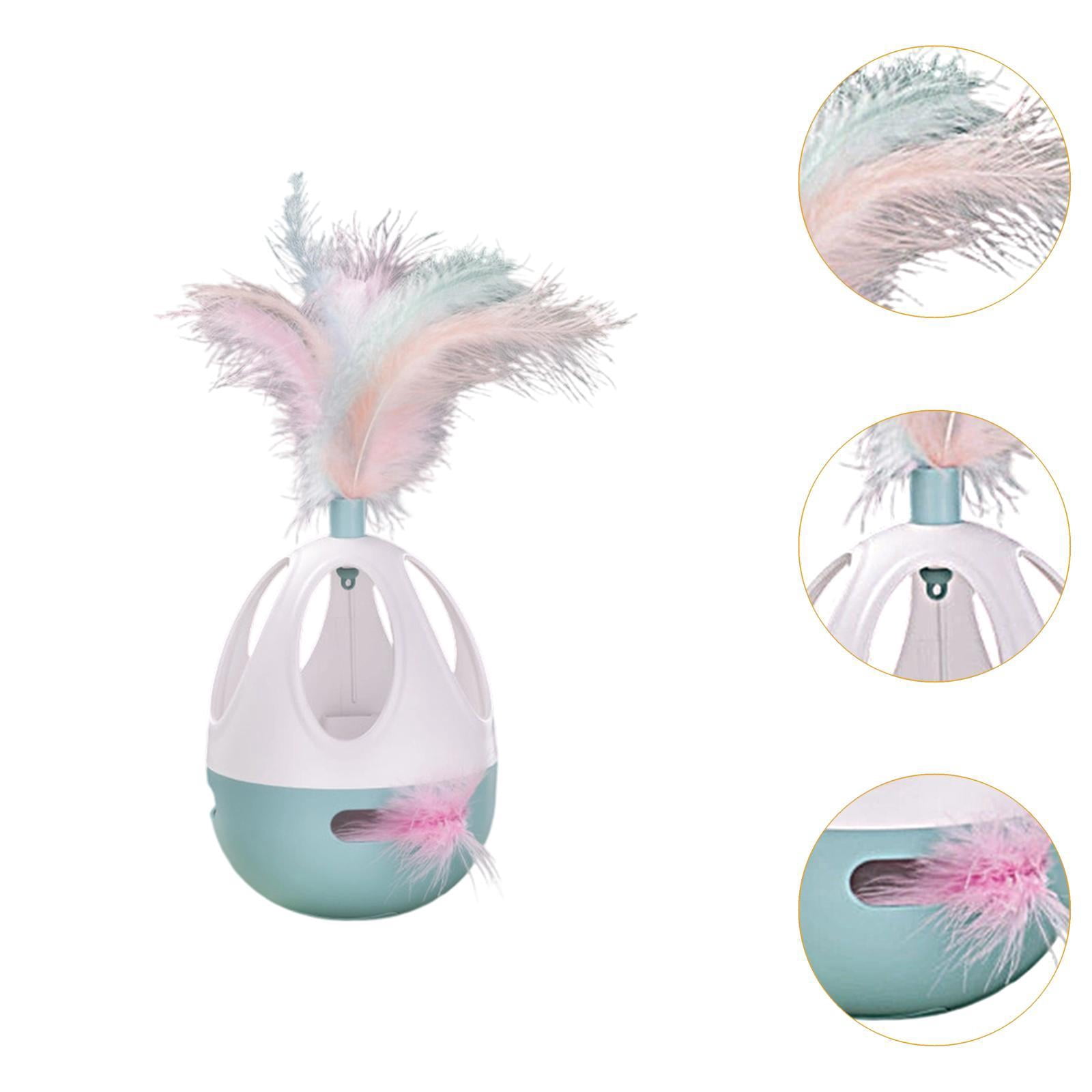 Serenable Cat Exercise Tumbler Interactive Ball Feather Teaser Toy for All Cats Breeds Blue
