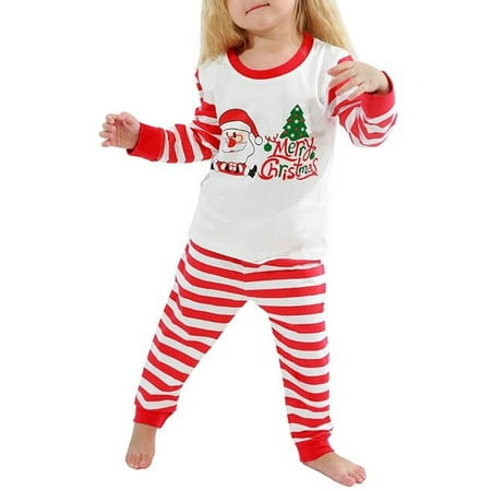 

MERSARIPHY Matching Family Classic Santa Stripes Printing Pajamas Set