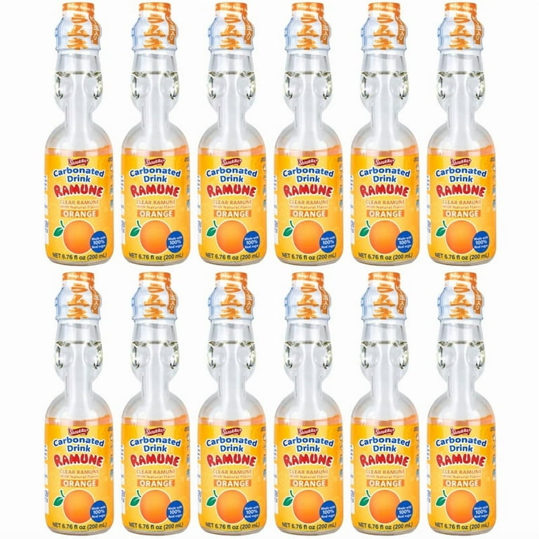 SHIRAKIKU Clear Ramune Japanese Carbonated Drink Orange No HFCS