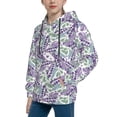 thumbnail image 2 of KLL Unisex Kids Boys Girls Hooded Pocket Pullover Hoodies-Lavender Flowers, 2 of 5
