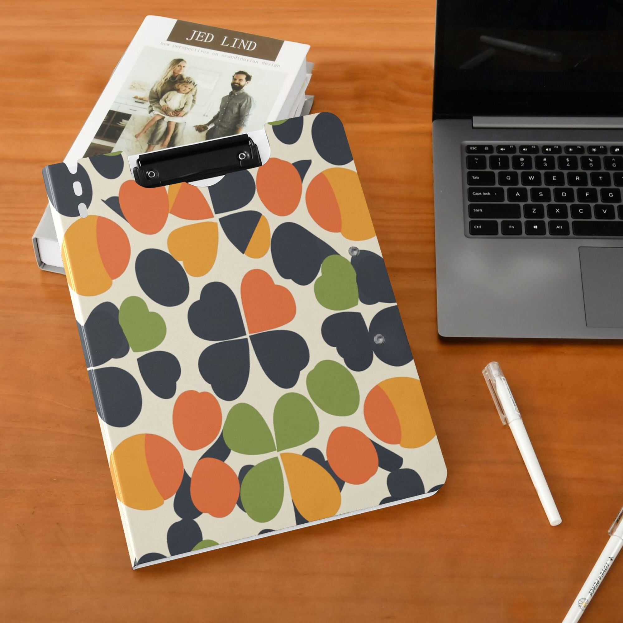 FORMRS A4 Clipboard Folder with Pen Holder Horizontal Foldable School Office Binder, Black Clover Pattern