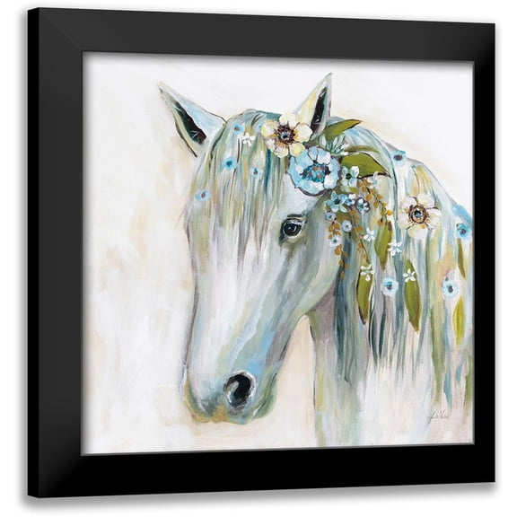 Vertentes, Jeanette 12x12 Black Modern Framed Museum Art Print Titled - Lovely II Blue Flowers