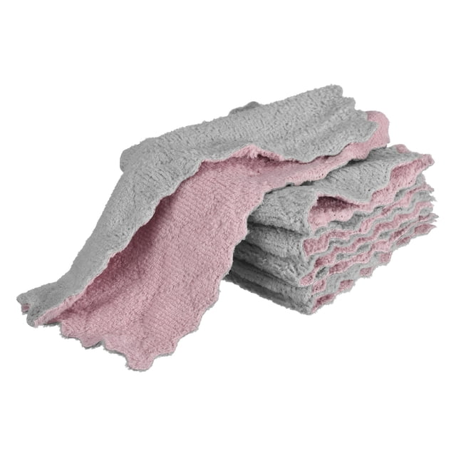 12Pcs Toallas de Cocina, 9.4" Paños de Limpieza de Terciopelo Gris Púrpura