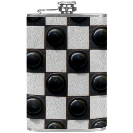 

josid Checkerboard Pattern 3.6x6in Stainless Steel Small Flask Leak-Proof Stainless Steel Construction Wrapped in Premium Two-Layer Leather Nano-Printed Design 227ml Capacity