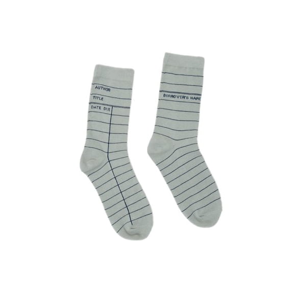 Library Card Light Gray Socks - Small