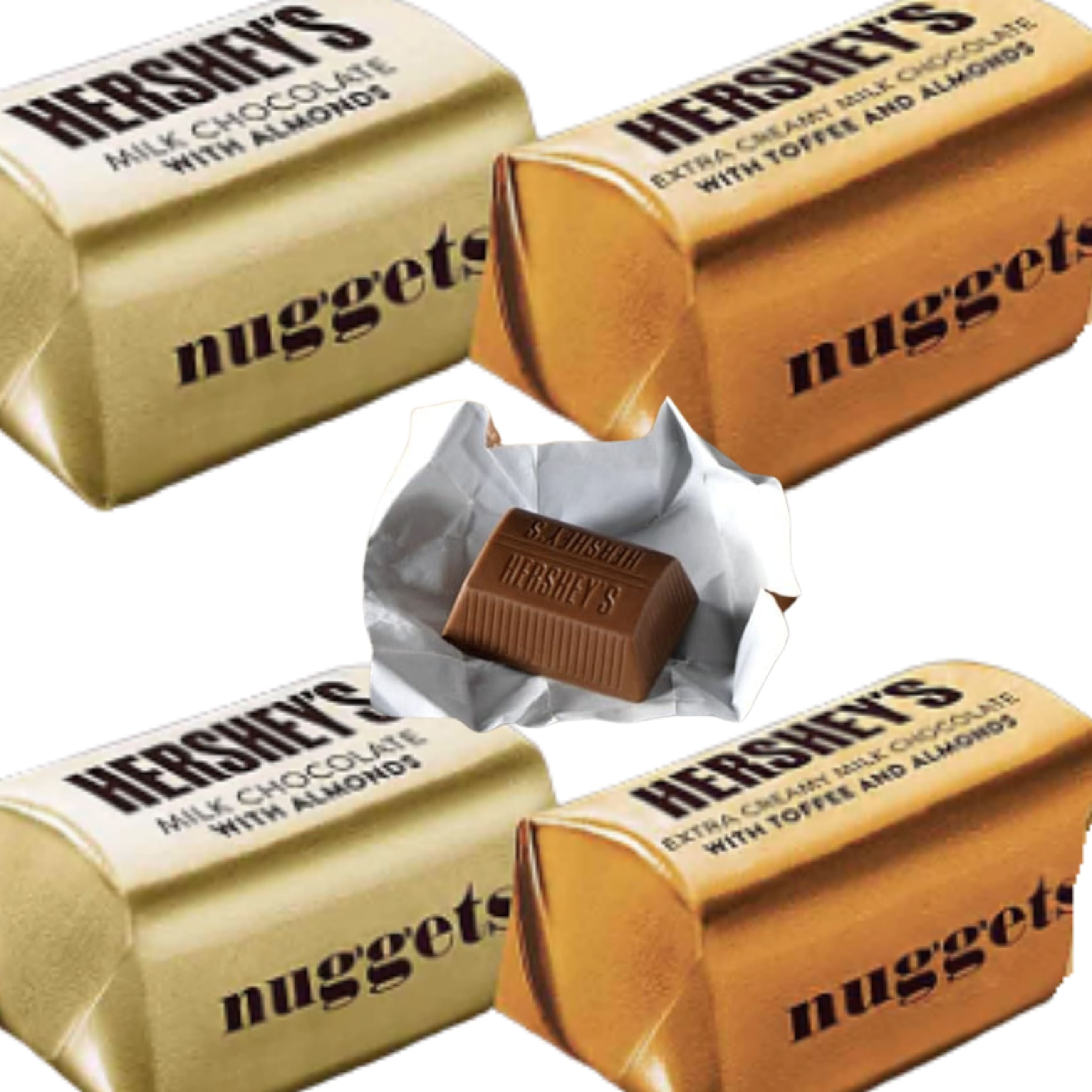 Hershey's Assorted Chocolate Nuggets, 2 Lbs., Bulk,  with Milk Chocolate, Toffee and Almonds  and Chocolate with Almonds Candy