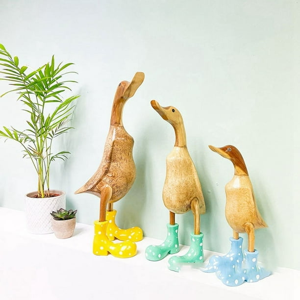 Estatua de Pato Resina Escultura JardíN Patos Lindos con Botas Agua Manchadas Estatuilla Buena Suerte -S