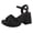 Black, variant on Womens High Heel Summer Solid Color One-line Strappy Beach Sandals White 35