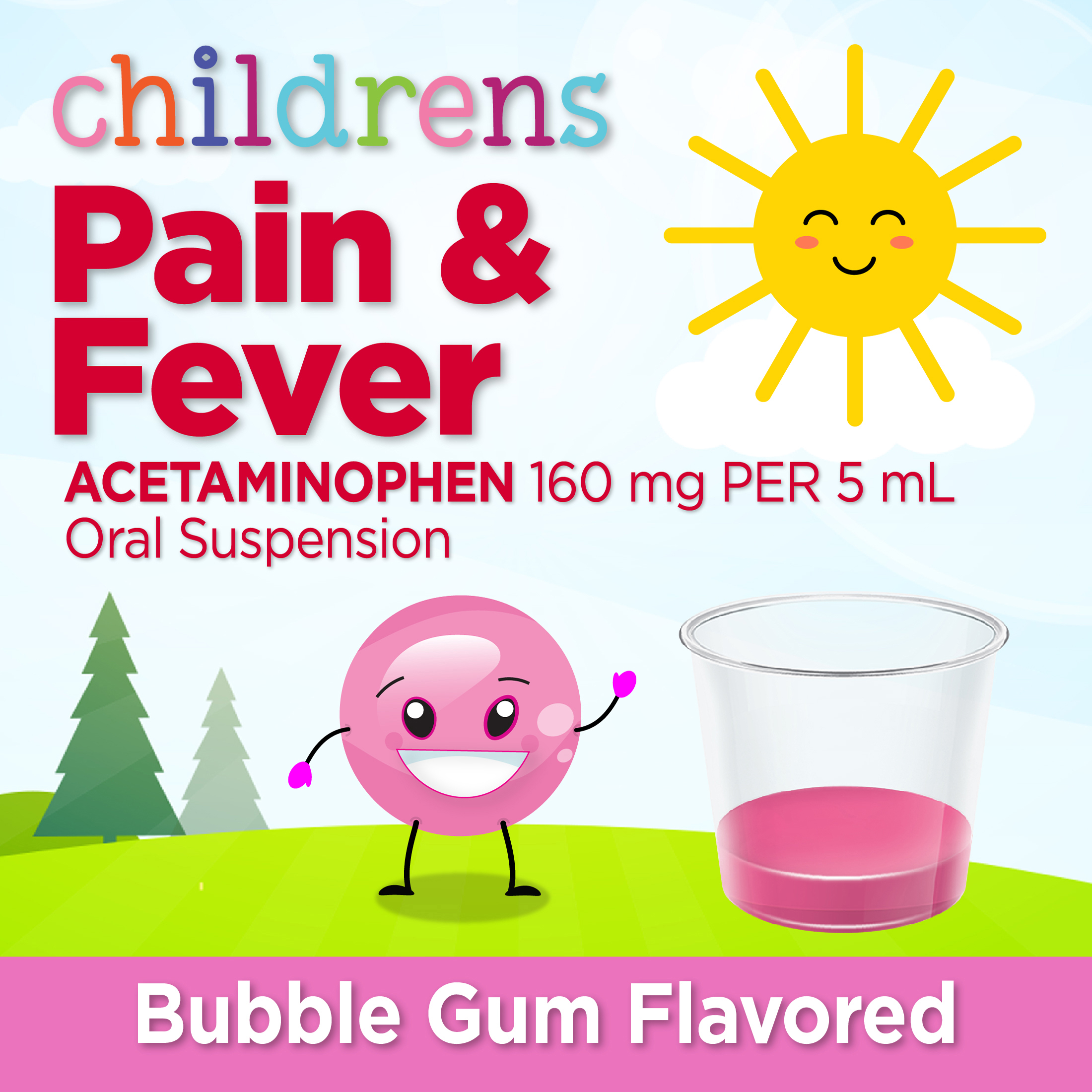 Equate Children's Pain Reliever Oral Suspension Liquid, Bubble Gum Flavor, Acetaminophen 160 mg per 5 ml, 4 fl oz - image 2 of 7