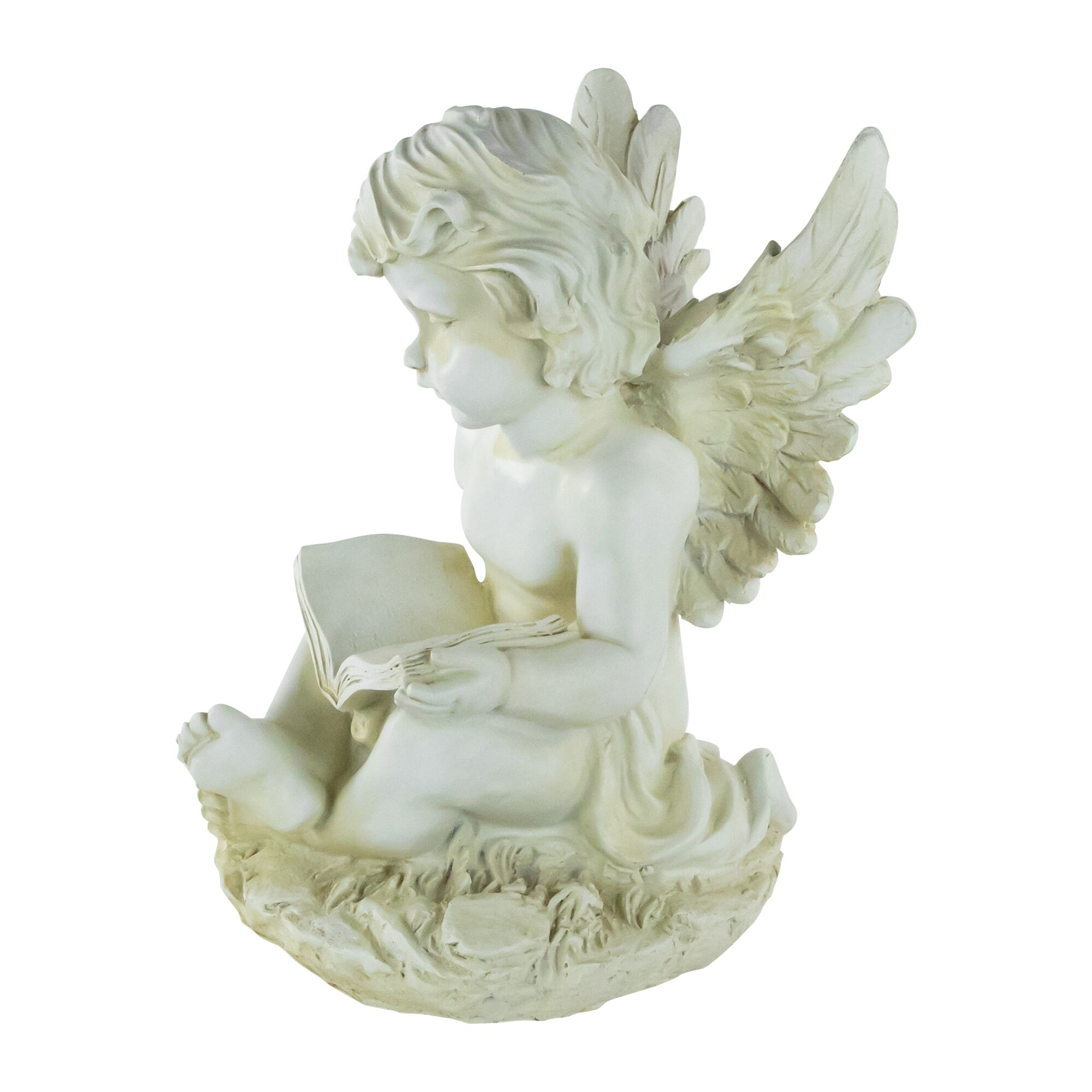 11.5" Ivory Sitting Cherub Angel with Book Outdoor Patio Garden Statue - image 3 of 4