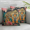 thumbnail image 3 of Orinice  Throw Pillow Covers Vintage Tiger Eye Slate Asian Chinoiserie Style Marine Blue Decorative Square Cotton Linen Pillowcase for Sofa Chair Couch Bed Car, Multicolor, 3 of 5