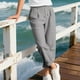 thumbnail image 5 of Pantalones largos de lino para hombre, informales, a la moda, transpirables, con cordón, cintura ajustada, piernas anchas, pantalones largos de rayón para hombre., 5 of 9