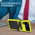 thumbnail image 3 of Dteck Samsung Galaxy Flip4 Case, Galaxy Z Flip3 5G Case with Stand, Metal Bumper Silicone Case Hybrid Military Shockproof Heavy Duty Rugged case for Samsung Z Flip3/Flip4, Yellow, 3 of 8