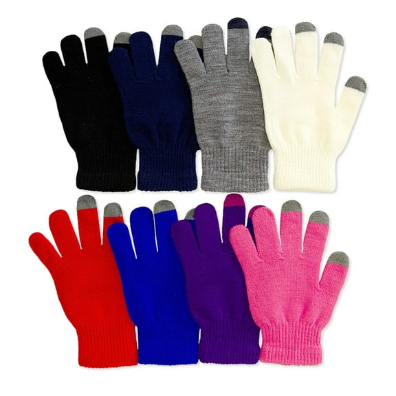 Women's 6-Pack Winter Acrylic Touch Screen Magic Gloves, Assorted-Multi-Color, One Size