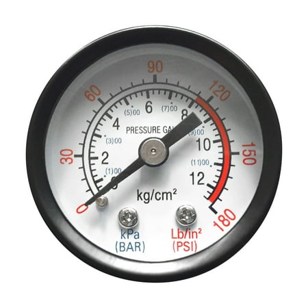 

Dasbsug Small Pressure Gauge with Dual Scale 1/8 Thread Back Mount for Air Compressor Hydraulic Fluid 0-12Bar / 0-180PSI