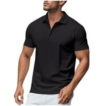 HAiming Men's Golf Shirt Casual Short Sleeve Lapel Collar Button Oversized Solid Color Sports Basic Tops