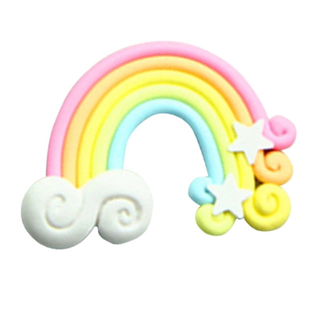 6pcs Rainbow Decoration Candy Color Stars Clouds Soft Pottery Polymer Clay Hair Curler Rainbow DIY