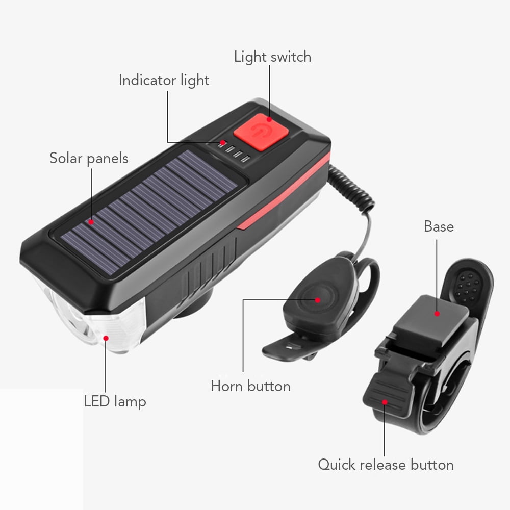 usb solar charging bicycle light