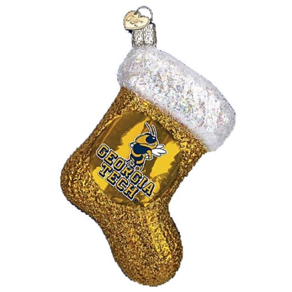 Old World Christmas Georgia Tech Yellow Jackets Stocking Glass Ornament 62208