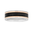thumbnail image 3 of Mens Cobalt Black, Gray, and Rose-Gold IP Wedding Band - Mens Ring, 3 of 4