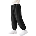 thumbnail image 2 of WQNVRNR Boys Girls Jogger Sweatpants Elastic Cuff Corduroy Elastic Waist Fall Fleece Lined Casual Pants with Pockets Black 11-12 Years, 2 of 8