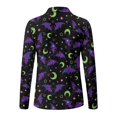 thumbnail image 5 of Jeiento Moisture Wicking Women's Golf Shirts, Moon Bat Gym Workout Tops, Long Sleeve V Neck Quick Dry Sun Protection Tennis Shirt for Workout Training Daily Wear, 5 of 7