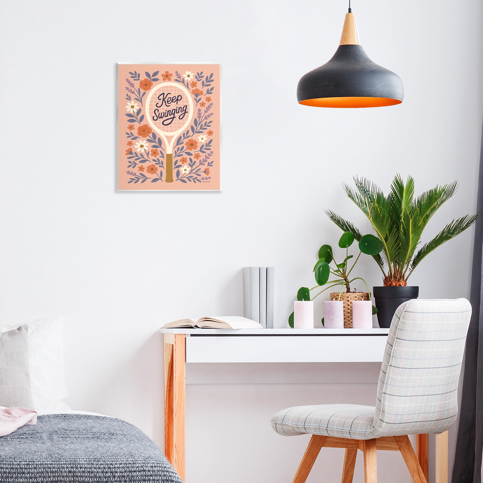 Stupell Industries Keep Swinging Floral Tennis Wall Plaque Art, design by Jessica Beck