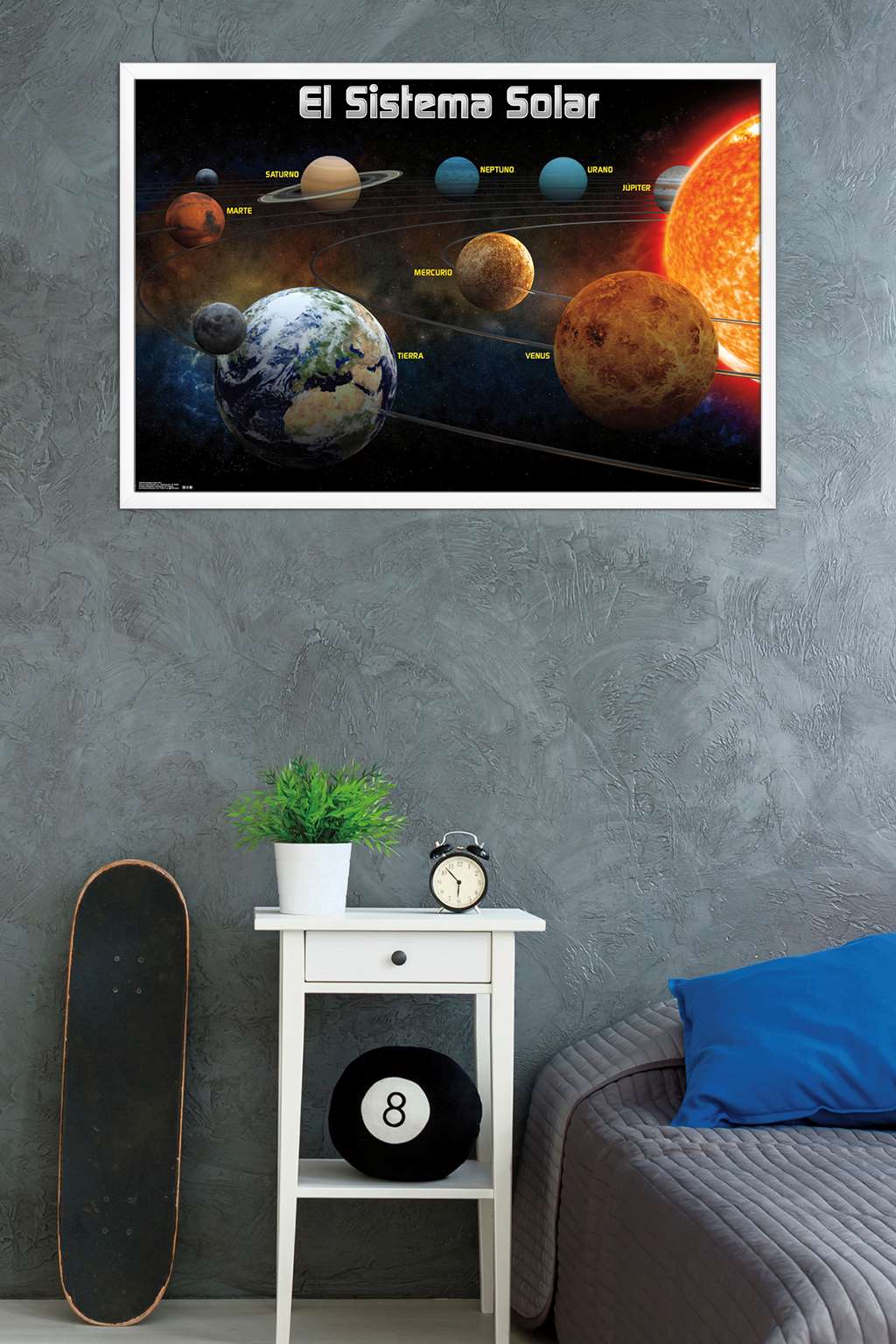 El Sistema Solar 2013 (Solar System) Wall Poster, 22.375" x 34", Framed