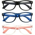 thumbnail image 2 of Kids Blue Light Blocking Glasses 3 Pack Fanngo Kids Computer Reading Glasses for Boys And Girls Age 3-9 (Black + Dark blue + Light powder), 2 of 15