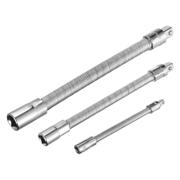 Set of 3 Wrench Sleeve Extension Rod Bendable Socket Tool Set Bendable Drive Head Adapters for Automotive and Home Use