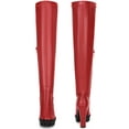 thumbnail image 2 of DARING DIVA Women's Platform Chunky Heels Over the Knee High Boots Red 7, 2 of 5