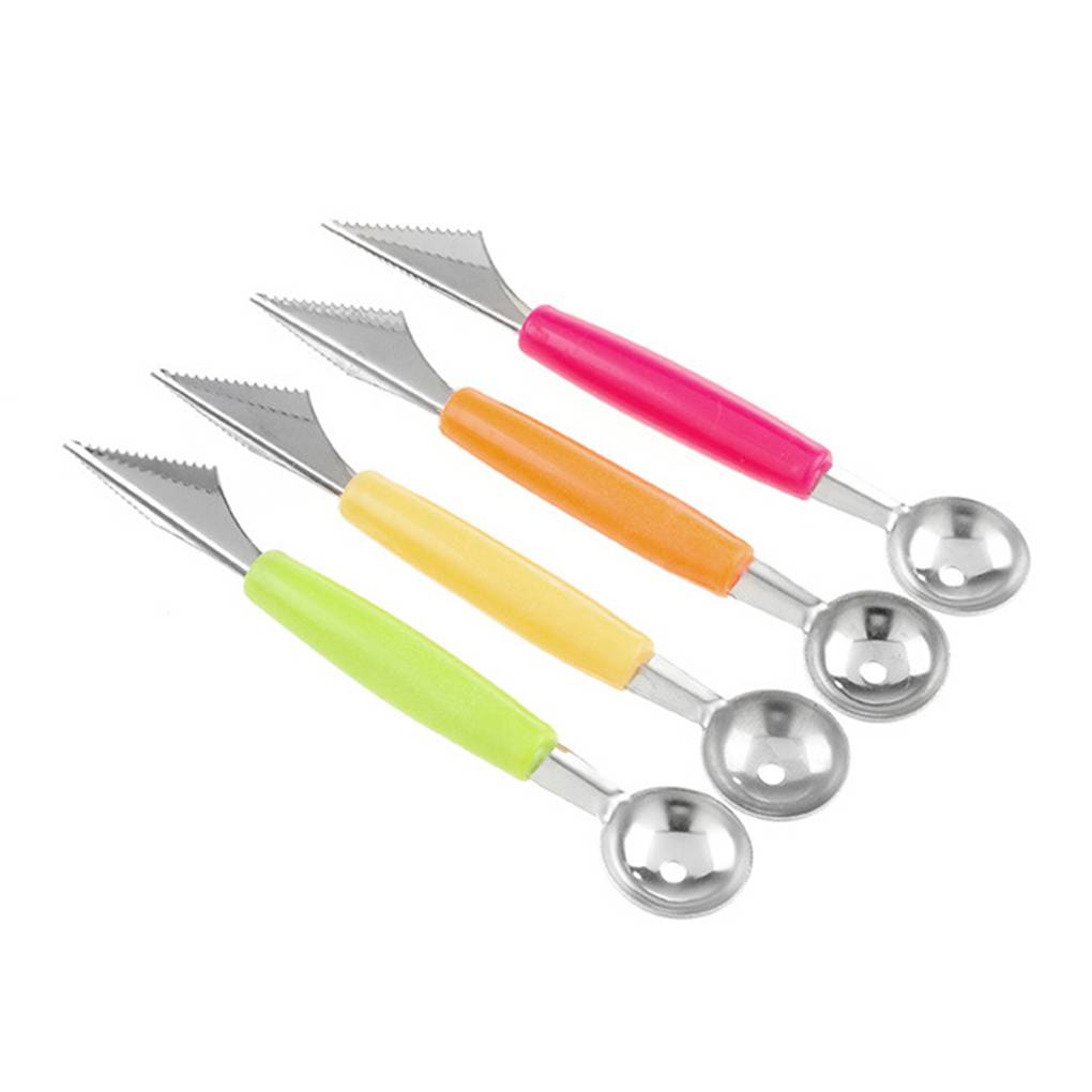 Cuillère Boules Melon Cuillère Double Face Boules Melon - Acier Inoxydable - Pour Fruits, Glaces, Pâtes - 2 En 1 Petite Cuillère