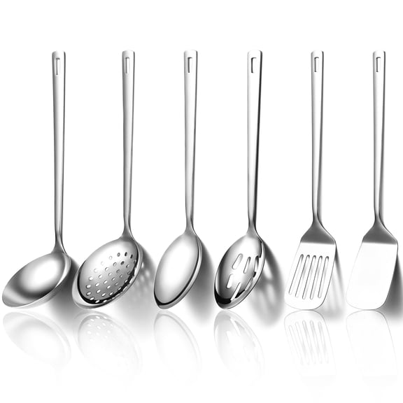 6-Piece Kitchen Utensil Set Stainless Steel Cooking Tools Set Heavy-Duty Kitchen Tool Spatula Set Essential Home Kitchen Gadgets and Accessories