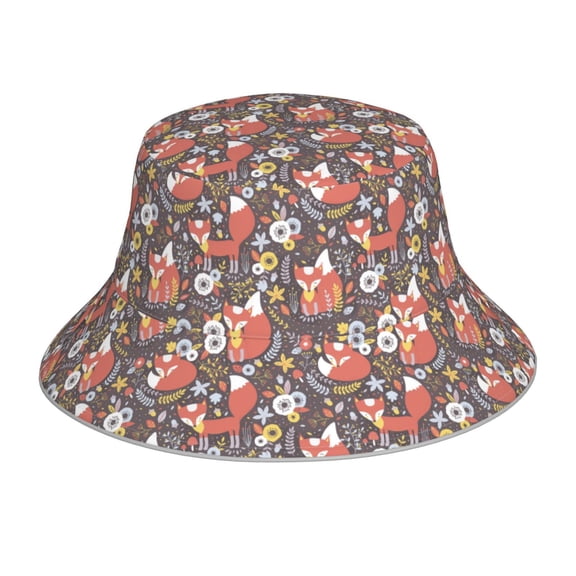 Xecao Foxes Print Men and Women Night Reflective Hat Runner Cap Visor Bucket Hat Boonie Cap