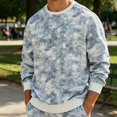 thumbnail image 2 of HOMADLES Mens Crewneck Sweatshirt Graphic Big and Tall Print Pullover Tops Stretch Soft Casual Sweatshirts Blue Size L, 2 of 9