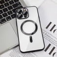 thumbnail image 6 of for iPhone 15 Pro Max Magnetic Case, Compatible with MagSafe, Built-in Camera Lens Protector, Luxury Plating Soft TPU Clear Shockproof Slim Thin Cover 6.7'', Black, 6 of 12