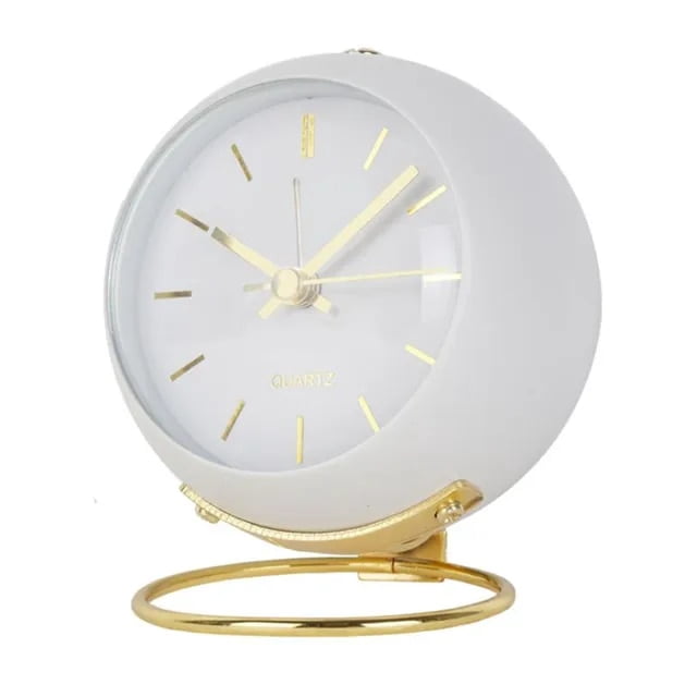RV Reloj despertador blanco de lujo, escritorio electrónico nórdico, reloj de cuarzo, Simple, para niños, oficina, mesita de noche, reloj de mesa silencioso para estudiantes Sailing Electrónica